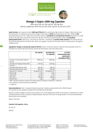 Omega-3 Supra-1000mg Capsules 120 capsules for 2 months