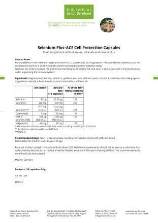 Selenium Plus-ACE Cell Protection Capsules 120 capsules for 2 months