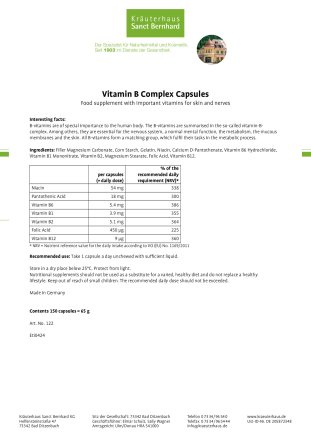Vitamin B Complex Capsules 150 capsules for 5 months