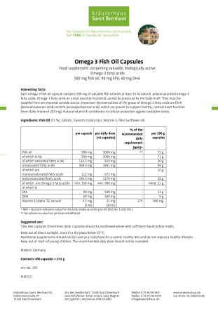 Omega 3 Fishoil-Capsules 500 mg 400 capsules