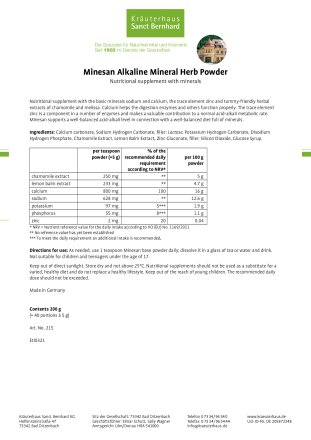 Minesan Alkaline Mineral Herb Powder 200 g