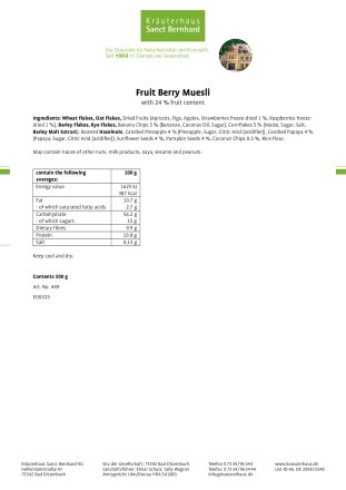 Fruit Berry Muesli 500g