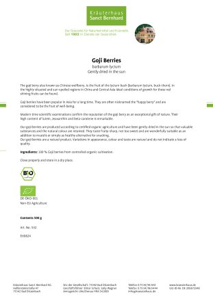 Organic Goji Berries 500 g