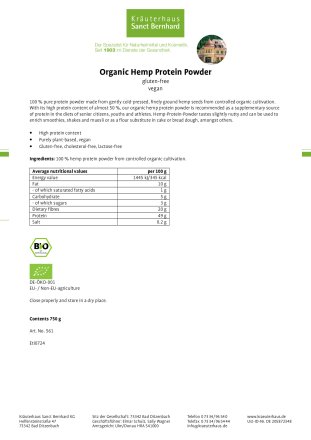 Organic Hemp Protein Powder 750 g