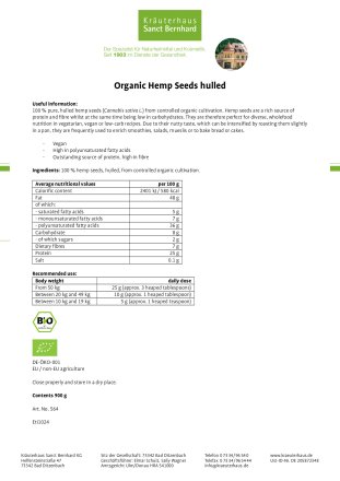 Organic Hemp Seeds hulled 900 g
