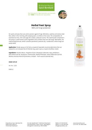 Herbal Foot Spray with protection against fungi 125 ml