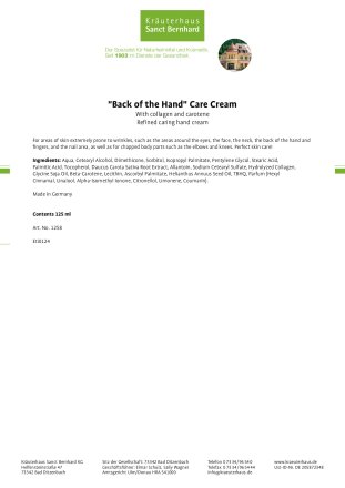 "Back of the Hand" Care Cream 125 ml