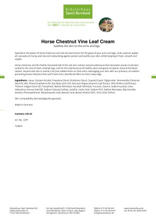 Horse Chestnut Vine Leaf Cream 150 ml