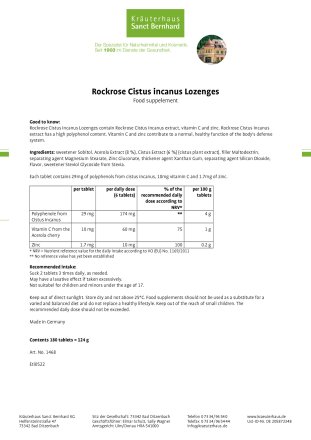 Rockrose Cistus incanus Lozenges 180 tablets
