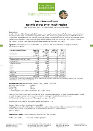 Isotonic Energy Drink 900 g Peach-Passion: 900 g