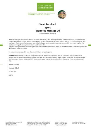 WARM-UP Massage Oil 250 ml