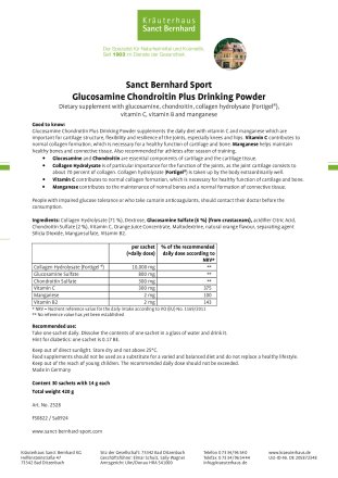 Glucosamin Chondroitin Plus Drinking Powder 30 sachets for 1 month