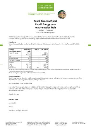 LIQUID Energy pure Peach-passion fruit: 50 ml