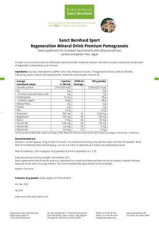 Regeneration Drink Premium Pomegranate Sachet Pomegranate: 20 g