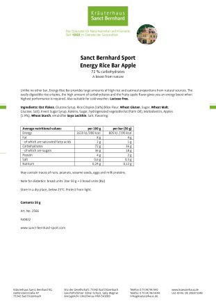 Energy Rice Bar Raspberry: 50 g