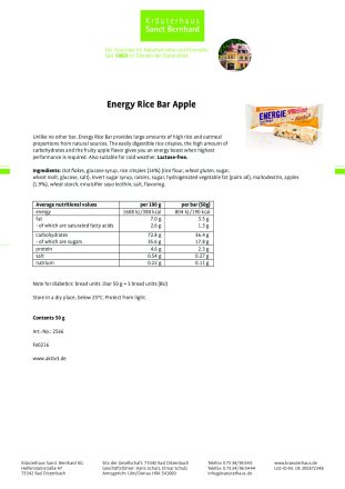 Energy Rice Bar Raspberry: 50 g