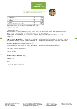 Whey Protein 100 % 1000 g