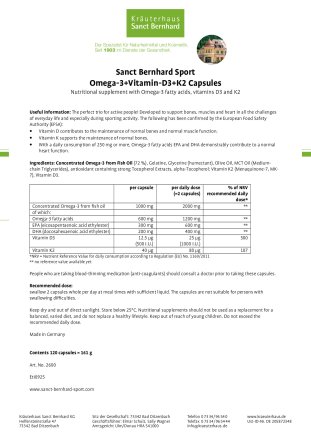 Omega-3+Vitamin-D3+K2 Capsules 120 capsules for 2 months