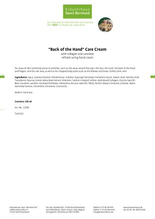 "Back of the Hand" Care Cream 125 ml