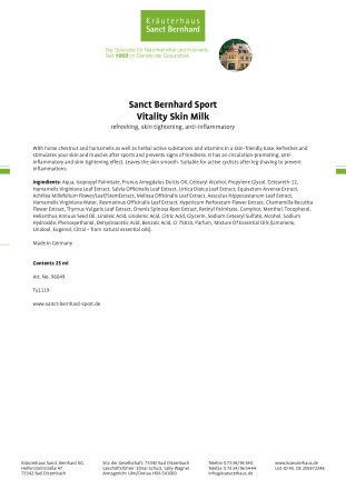 Vitality Skin Milk Vitality Skin Milk 500 ml